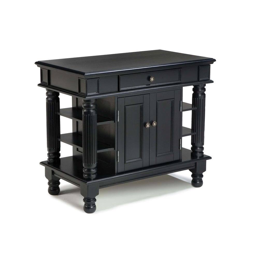 HOMESTYLES Americana Black Kitchen Island With Storage 5092-94