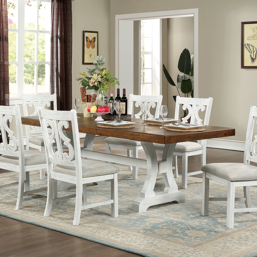 Furniture of America Sylmer White 86 inch Wood Expandable Dining Table