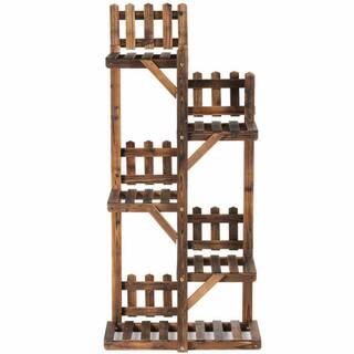 Alpulon IndoorOutdoor Garden Wooden Plant Flower Stand 6 Pots Display Shelf (5-Tier) ZMWV468