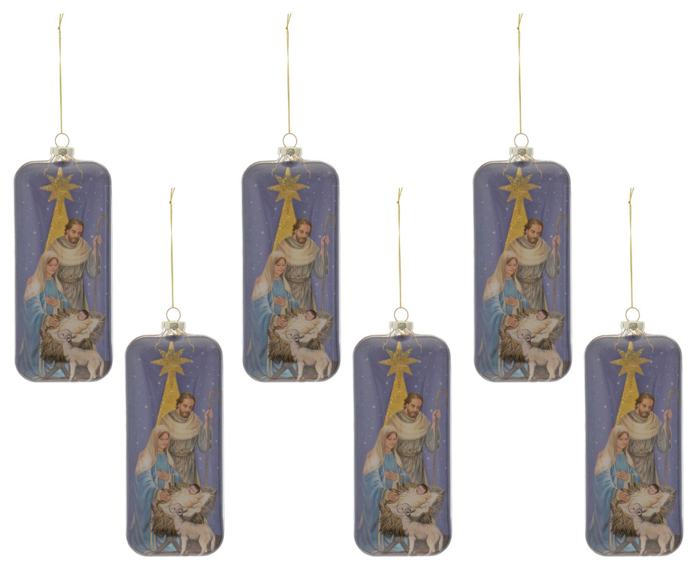 Nativity Ornament  6 Piece Set  8 quotH Glass   Transitional   Christmas Ornaments   by Timeout PRO  Houzz