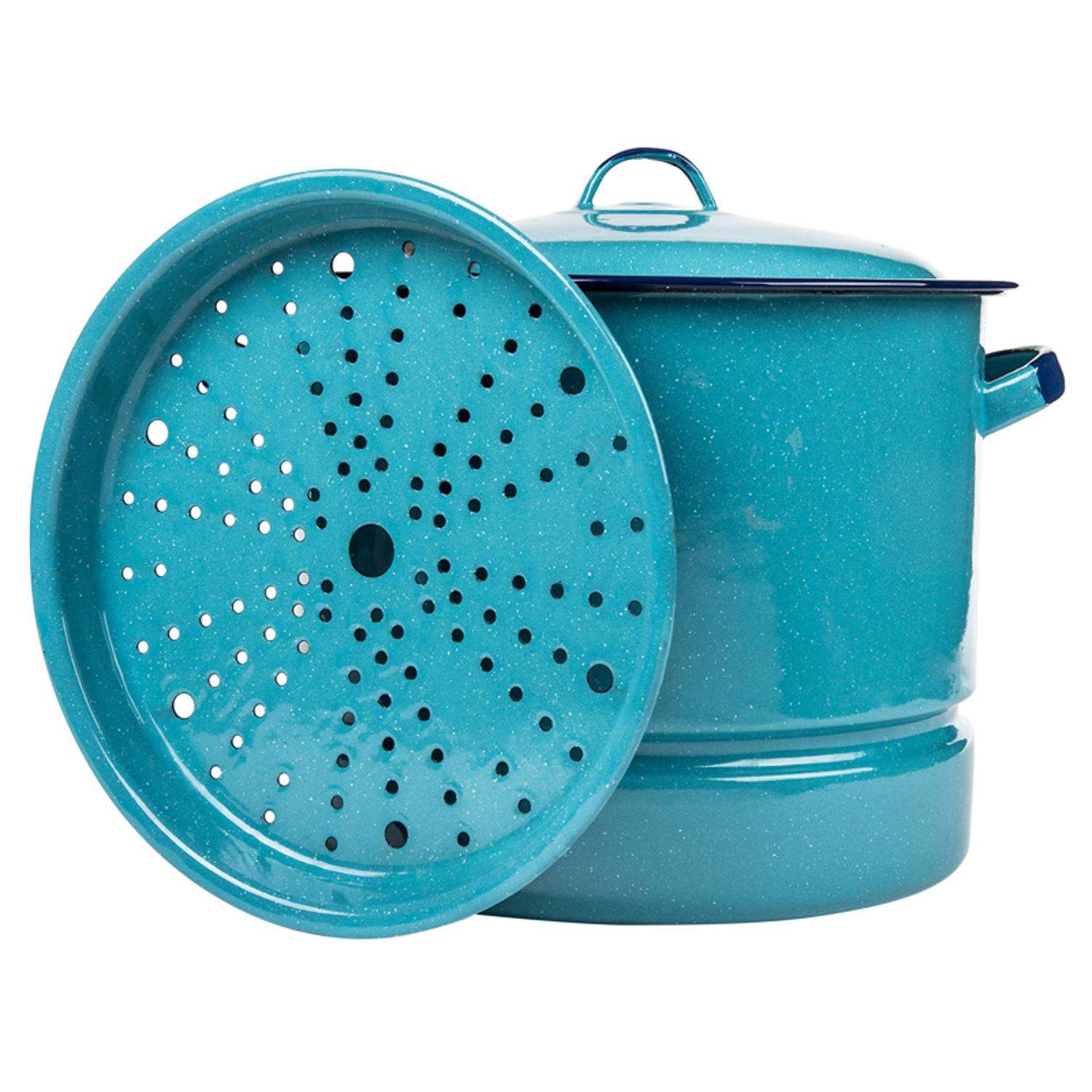 Cinsa Steel Steamer Pot 34 qt Turquoise