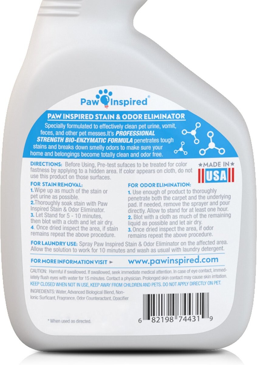 Paw Inspired Professional Dog Stain and Odor Eliminator Spray， 32-oz bottle