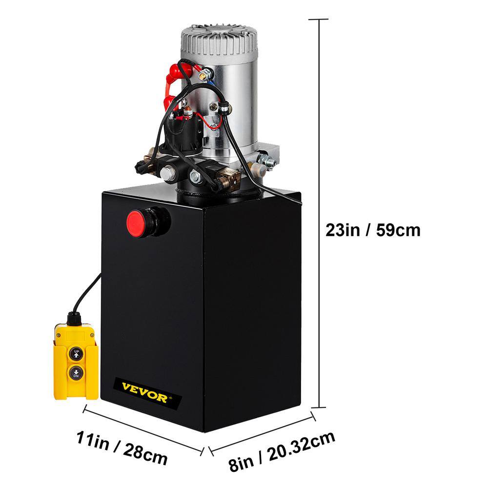 VEVOR Hydraulic Power Unit 20 Quart Hydraulic Dump Trailer Pump 12-Volt DC Double Action SAE #6 Ports 3200 PSI Steel CZYYB20KTTXSZYB01V0