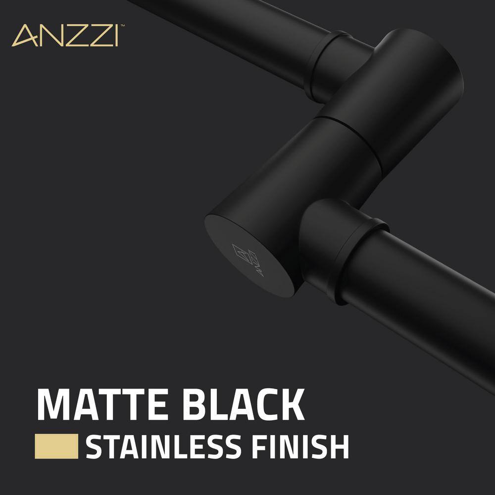 ANZZI Marca 24 in . 360-Degree Wall Mounted Pot Filler with Dual Swivel in Matte Black KF-AZ259MB