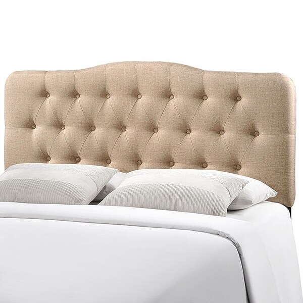 Kenmore Beige Fabric Upholstered Tufted King Size Headboard - - 27468526