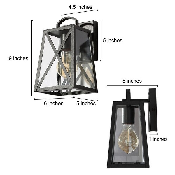 Azer 2 Pack 9-in H Black and Clear Glass Medium Base(E-26) Outdoor Wall Light，8.7