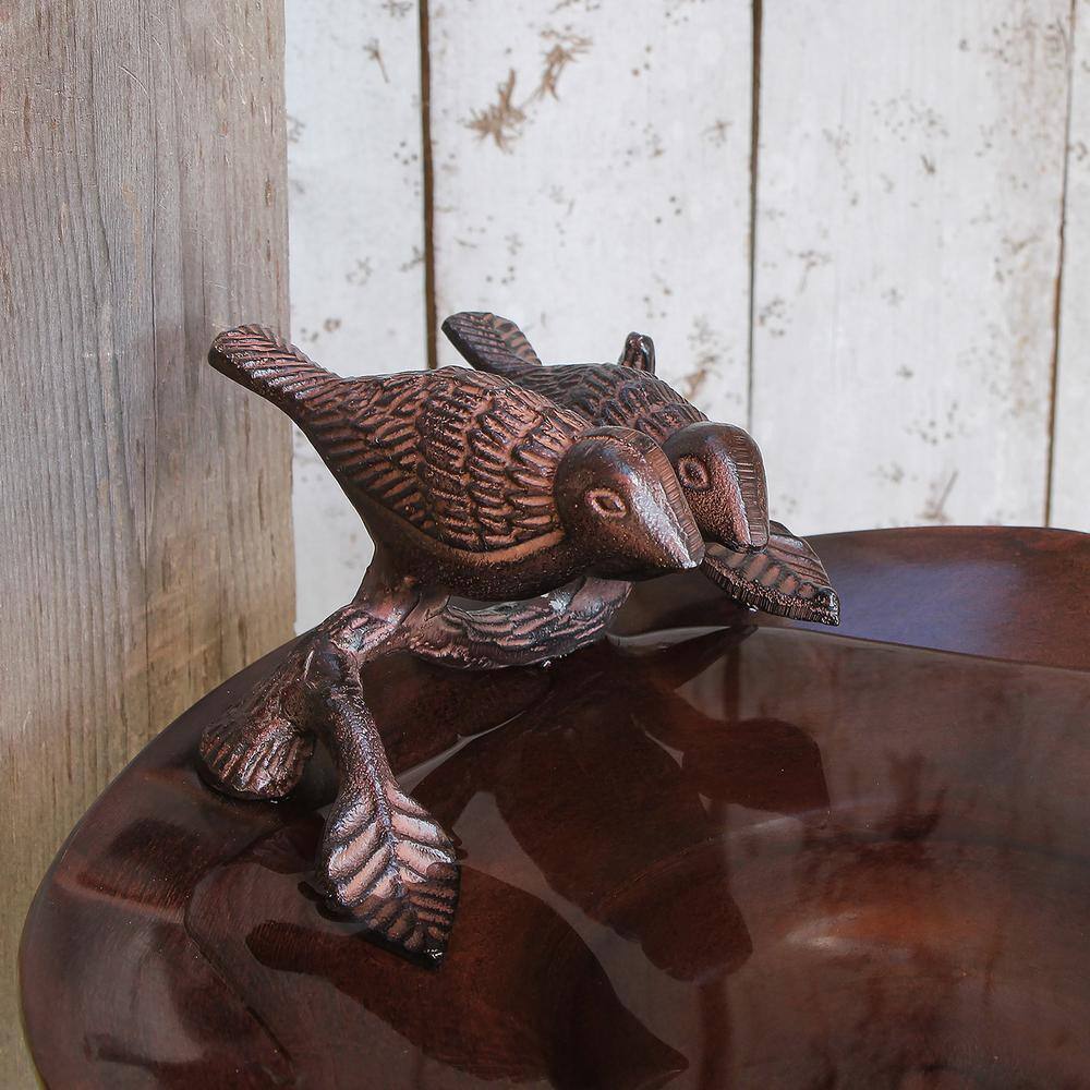 ACHLA DESIGNS 13 in. Dia Antique Patina Antique Birdbath with Birds BB-02AB