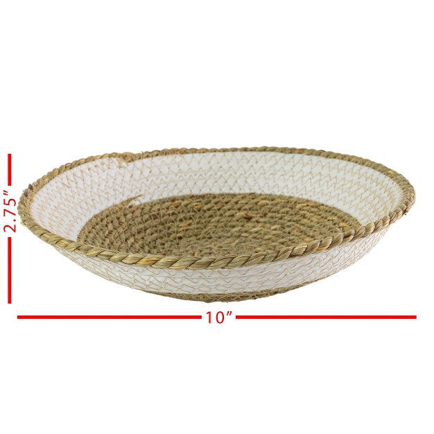 Woven White Decorative Bowl Seagrass amp Rope Foreside Home amp Garden