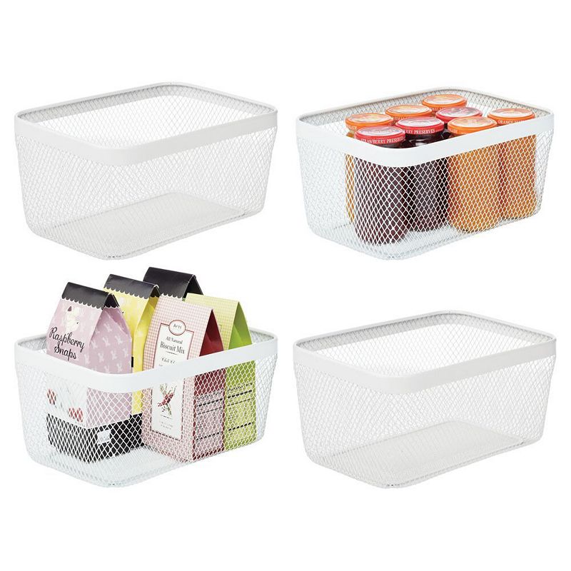 mDesign Steel Food Storage Organizer Bin Mesh Basket for Pantry - 4 Pack