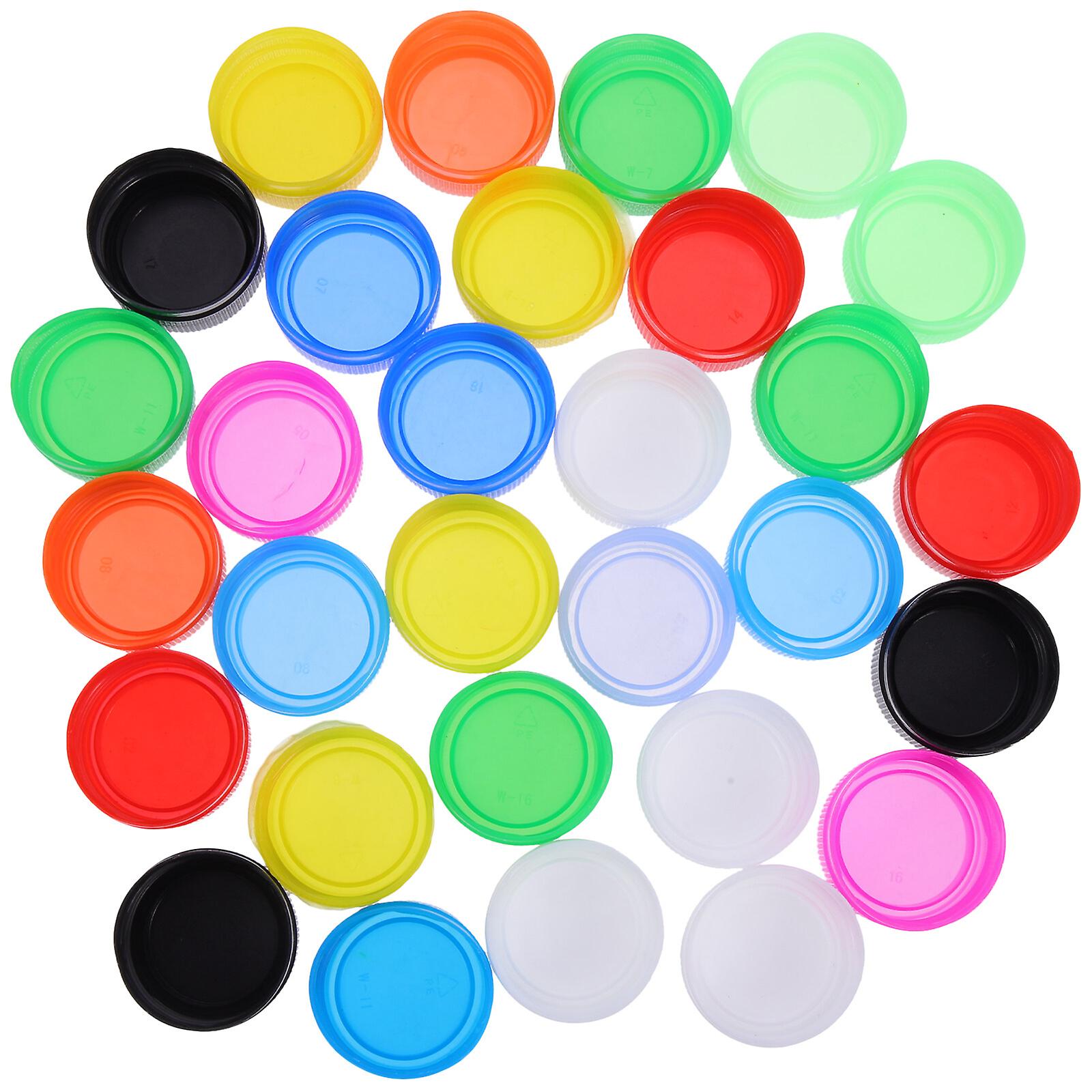 100pcs Colorful Bottle Cover Kids Diy Plastic Bottle Caps Bottle Lids Handcraft Material For Kindergarten Diy Craft Art Projects Random Color