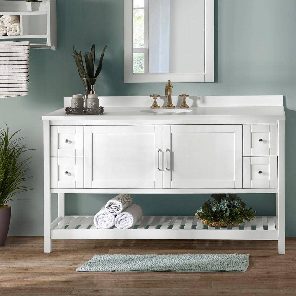 Alaterre Furniture Bennet 60 in W x 21 in D x 34 in H Bath Vanity Cabinet without Top in White