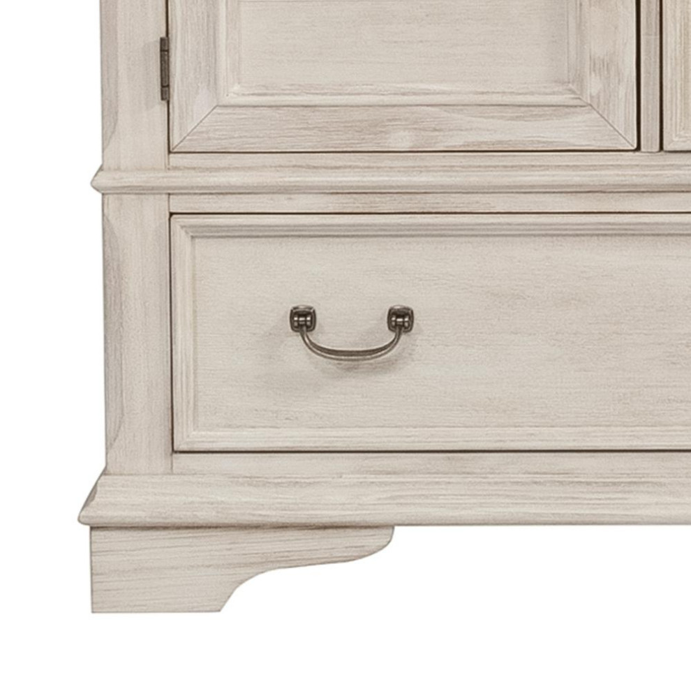 Gentleman  x27s Chest  Antique White Finish with Heavy Wire Brush   Traditional   Accent Chests And Cabinets   by ShopLadder  Houzz