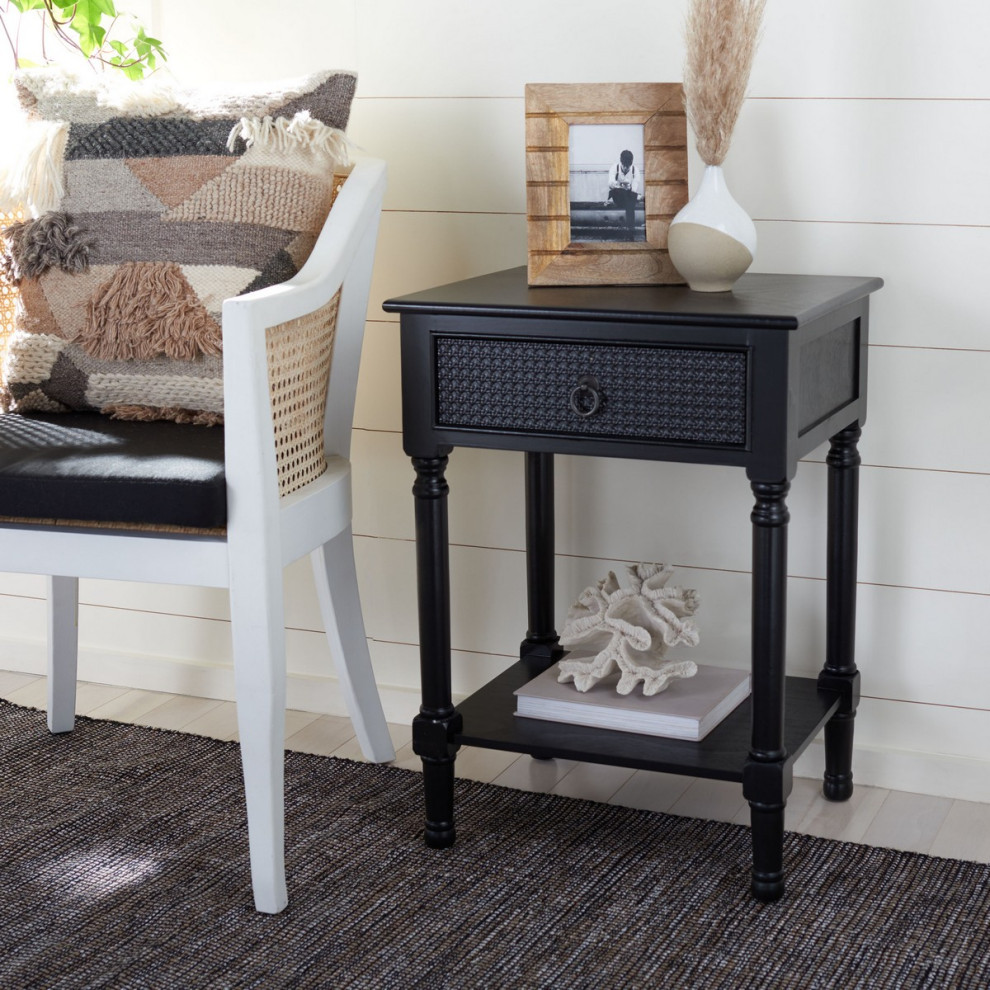 Davenport One Drawer Accent Table Black   Traditional   Side Tables And End Tables   by AED Luxury Home Decor  Houzz