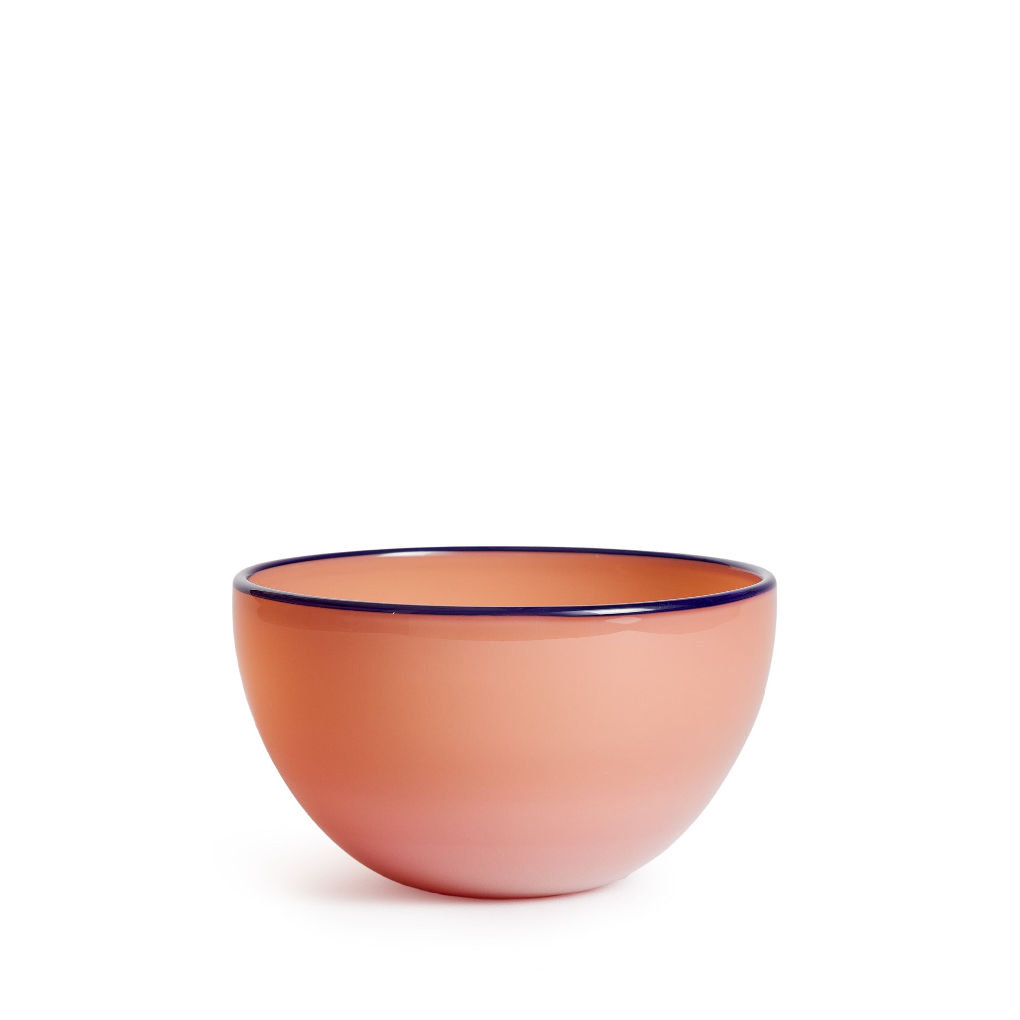 Glass Bowl in Grapefruit & Deep Sea Blue Lip