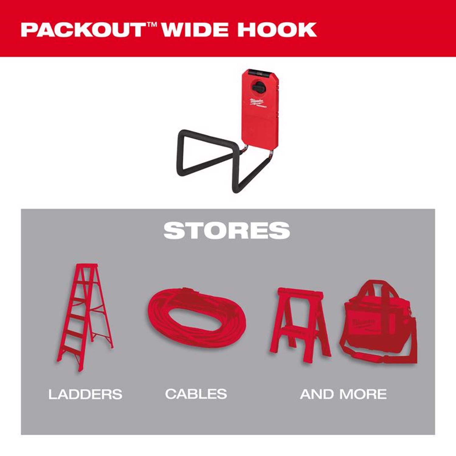 MW Packout Shop Storage Small Plastic 9.5 in. L Wide Hook 1 pk