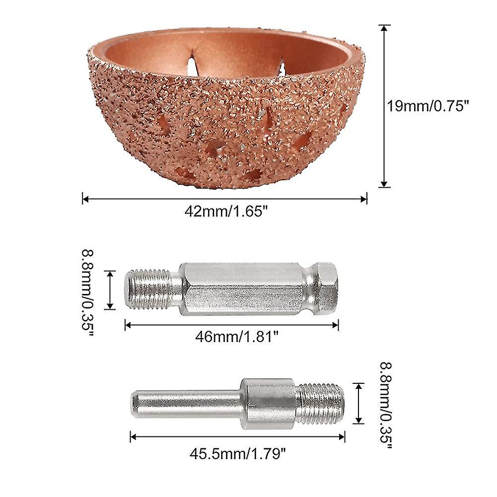 42mm Tire Buffer Wheel Bowl Type Grinding Head Tungsten Steel Tire Repair Tool With 2 Pcs Linking R