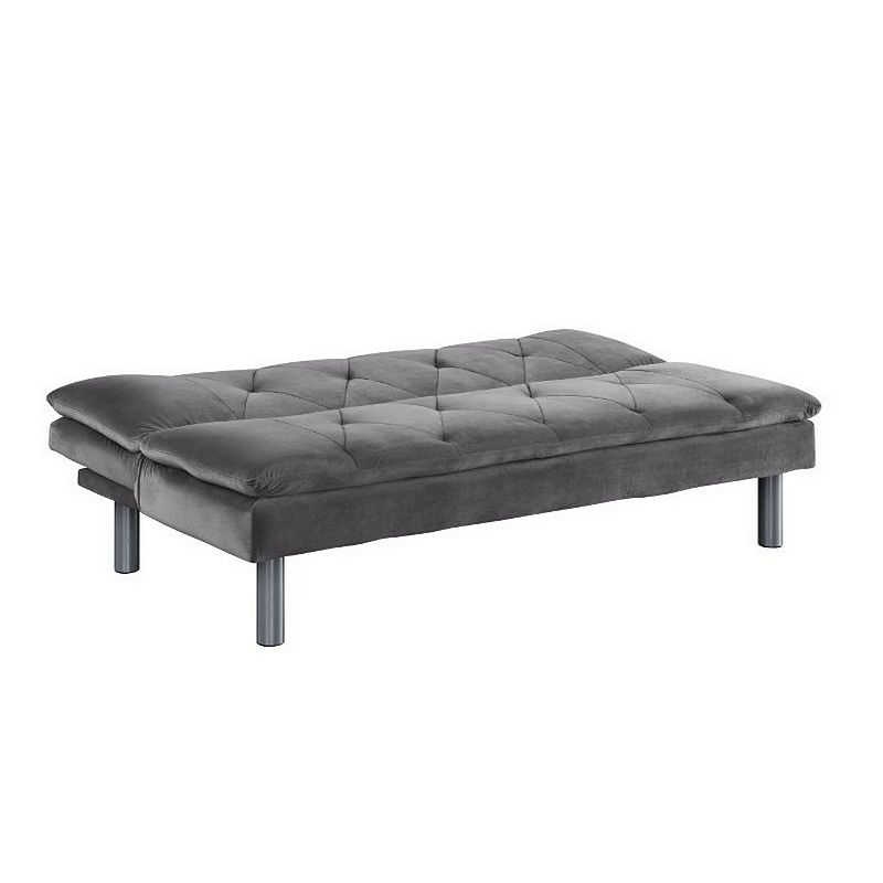 Adjustable Sofa with Diamond Tufting and Metal Legs， Gray