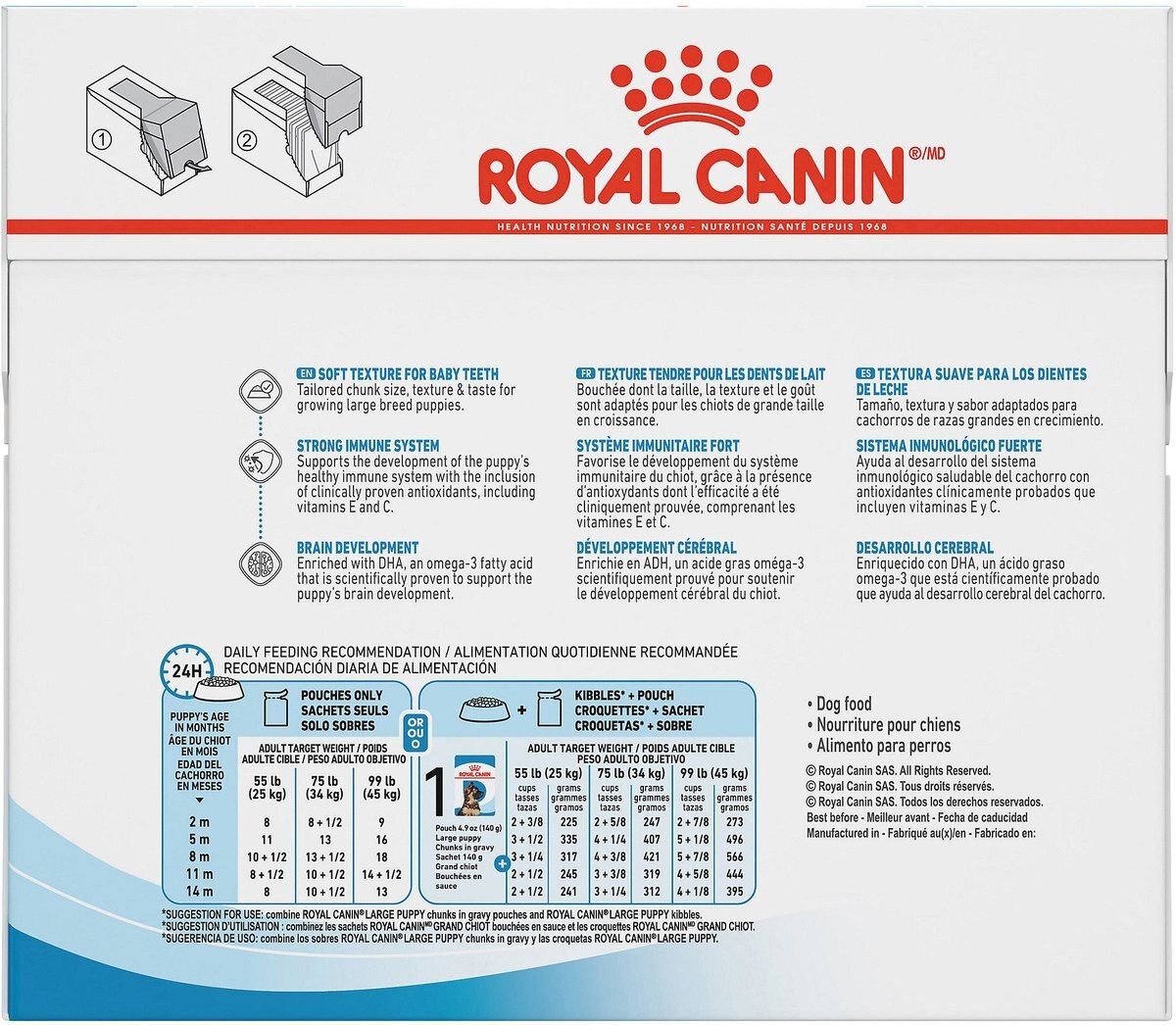 Royal Canin Size Health Nutrition Large Puppy Chunks in Gravy Dog Food Pouch， 4.9-oz， case of 10