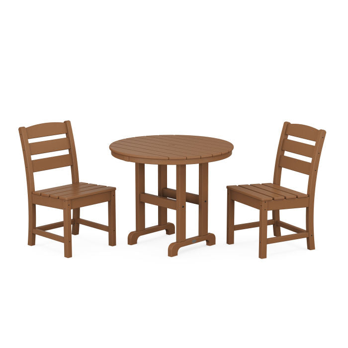 Polywood Lakeside Side Chair 3-Piece Round Dining Set PWS1335-1