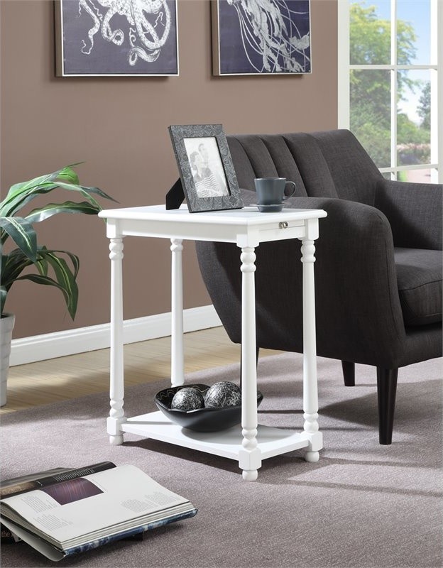 Convenience Concepts French Country Regent End Table in White Wood Finish   French Country   Side Tables And End Tables   by Homesquare  Houzz