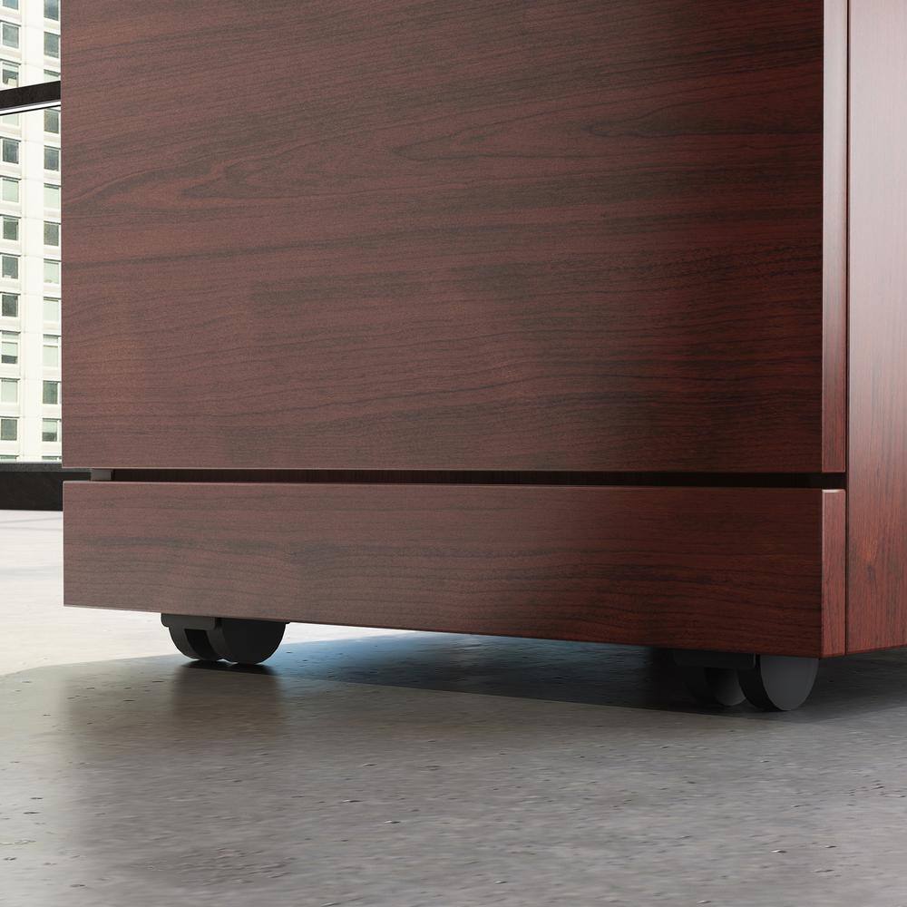 Affirm Classic Cherry Decorative Lateral File Cabinet with 3-Drawers and Hidden Casters (Comes Assembled) 426268