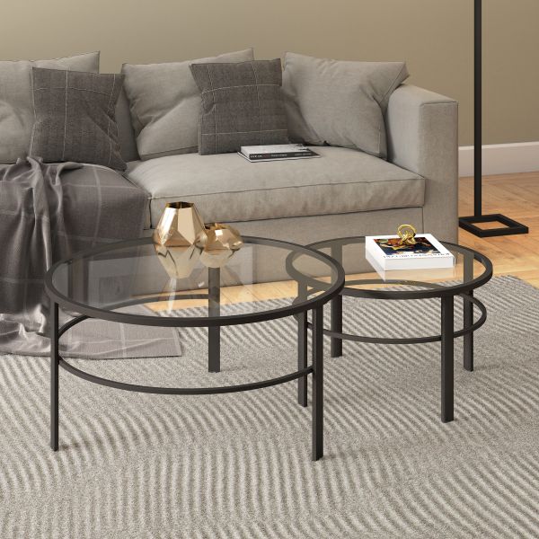 Gaia Round Nested Coffee Table in Blackened Bronze