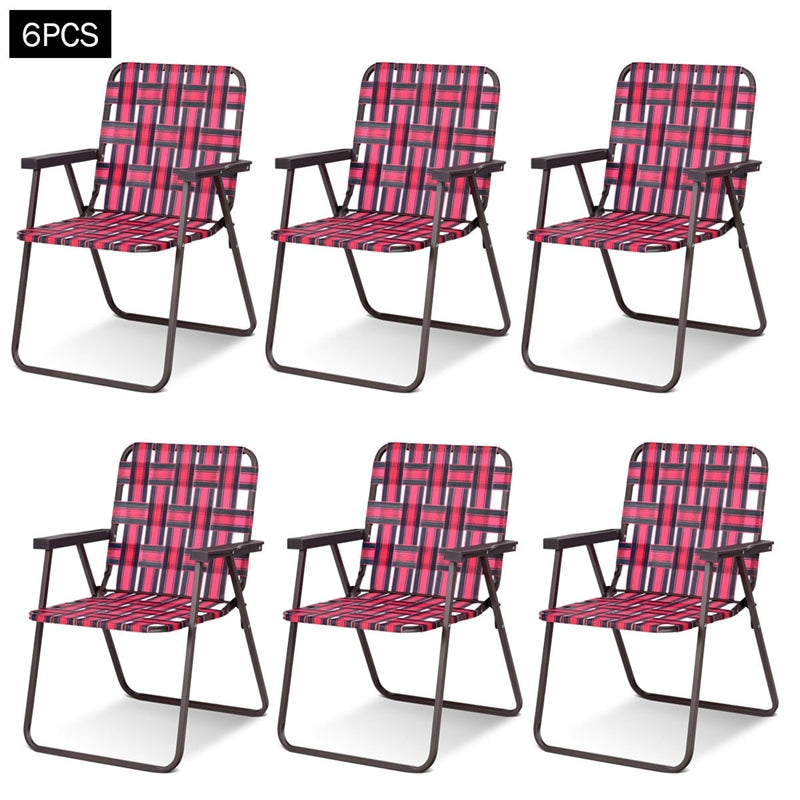 6-Pack Folding Beach Chairs, Fade Resistant Webbing Design, Portable Camping Chair, Foldable Patio Chair, Outdoor Lawn Chair