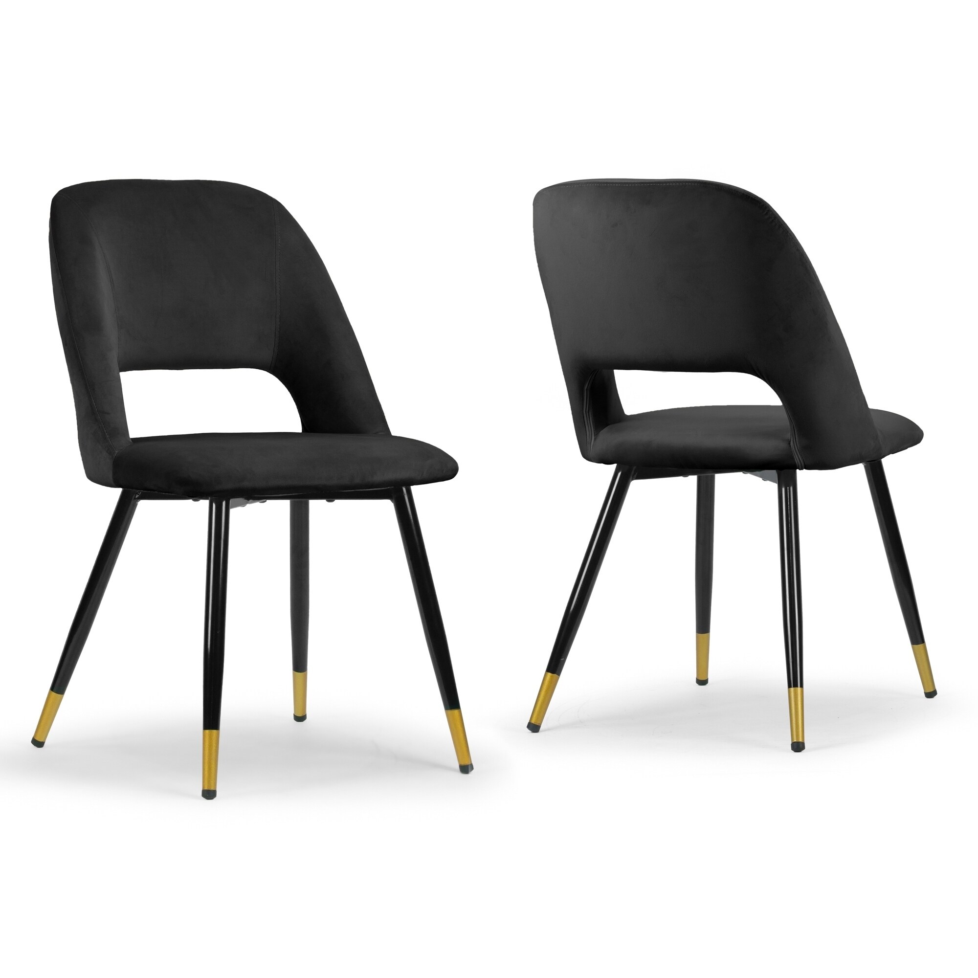 Set of 2 Ania Black Velvet Dining Chair with Golden Accented Legs