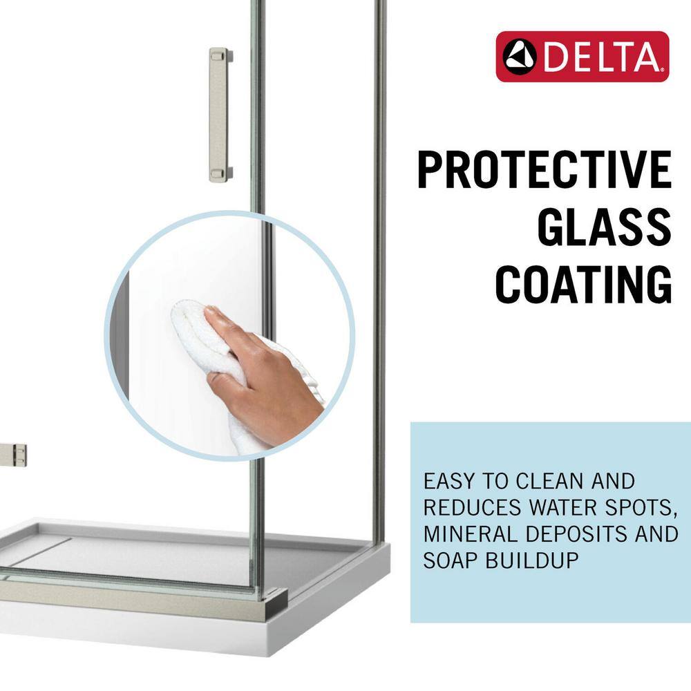 Delta Industrial 36 in. W x 76 in. H Square Pivot Frameless Corner Shower Enclosure in Stainless with Clear Glass B11472-3636-SS