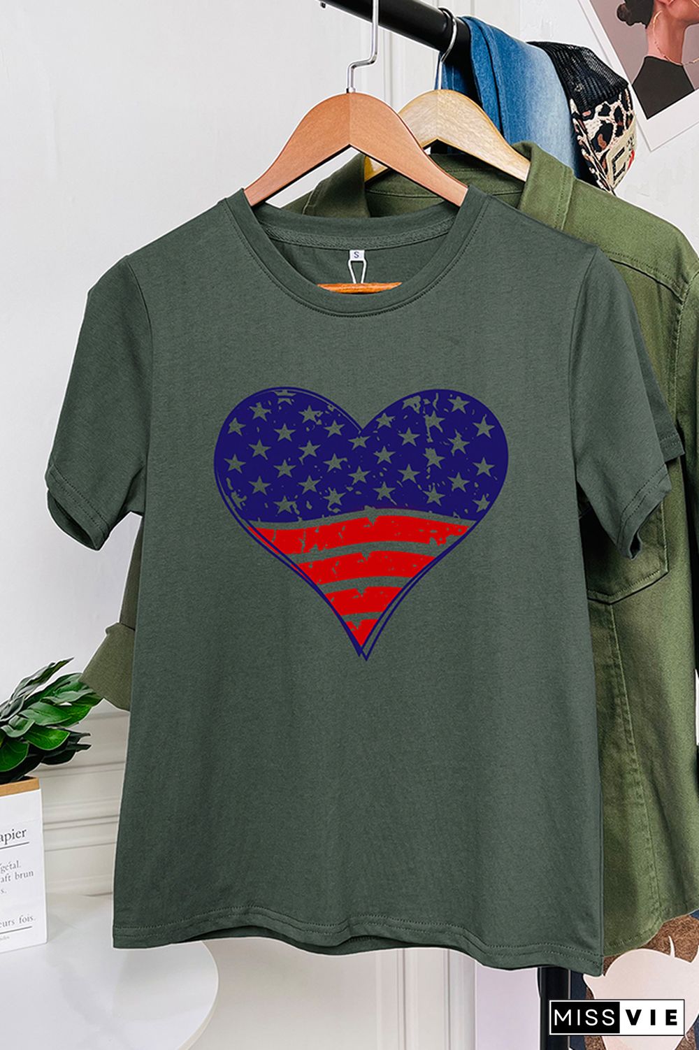 Patriotic Grunge Heart Graphic T-Shirt Wholesale