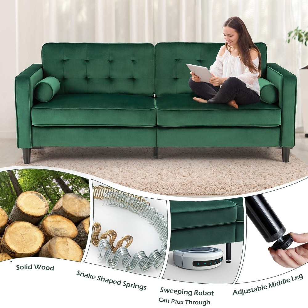 AECOJOY Sofa Couch with 2 Bolster Pillows