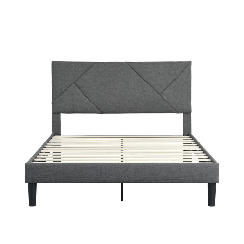 Faux Linen Upholstered Platform Bed Frame/Mattress...