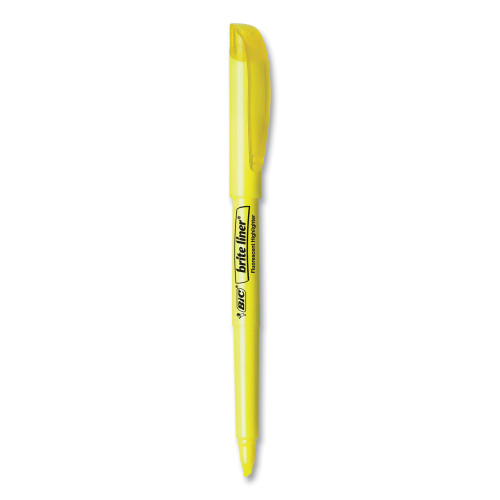 BIC Brite Liner Highlighter， Chisel Tip， Fluorescent Yellow， Dozen (BL11YW)