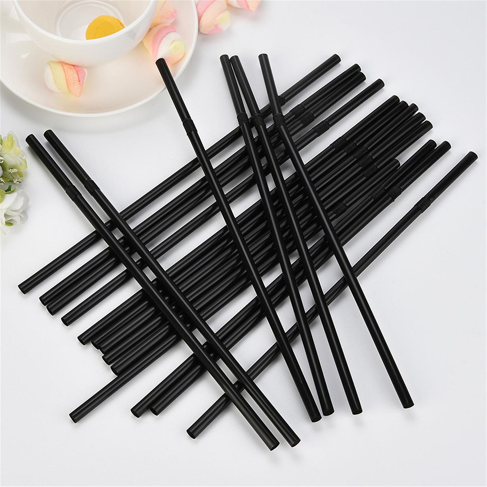 600pcs Black Flexible Drinking Straws Wedding Party Disposable Plastic Straws