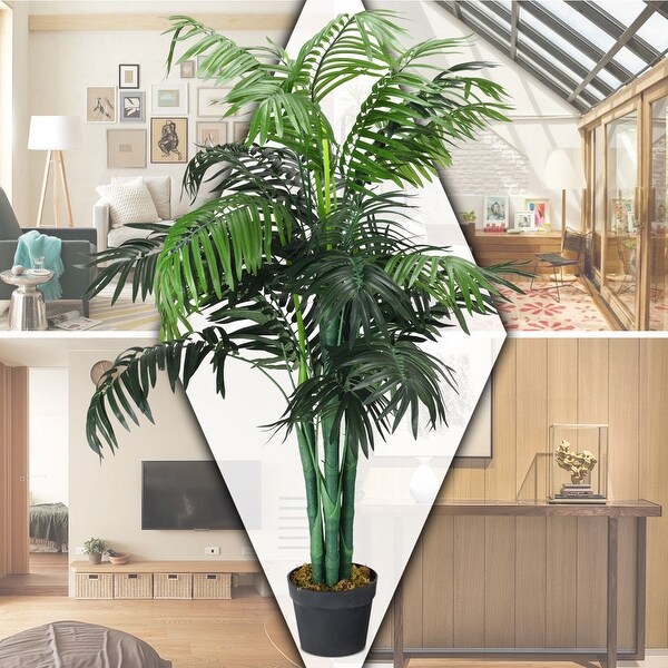 Gymax Artificial Areca Palm Decorative Silk Tree w/Basket 3.5 Feet