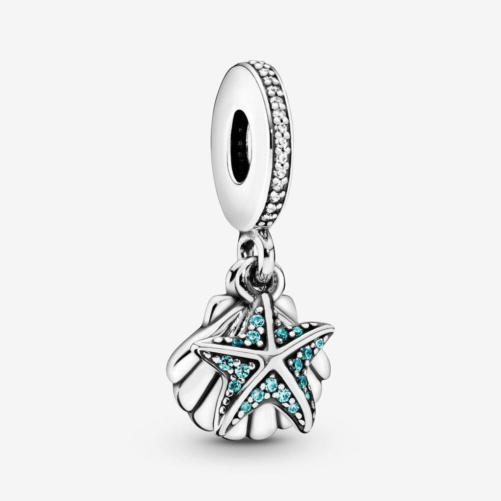 PANDORA  Starfish and Sea Shell Dangle Charm