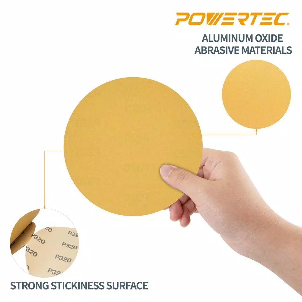 POWERTEC 6 in. 80-Grit Aluminum Oxide PSA Sanding Disc Roll (100-Pack) and#8211; XDC Depot