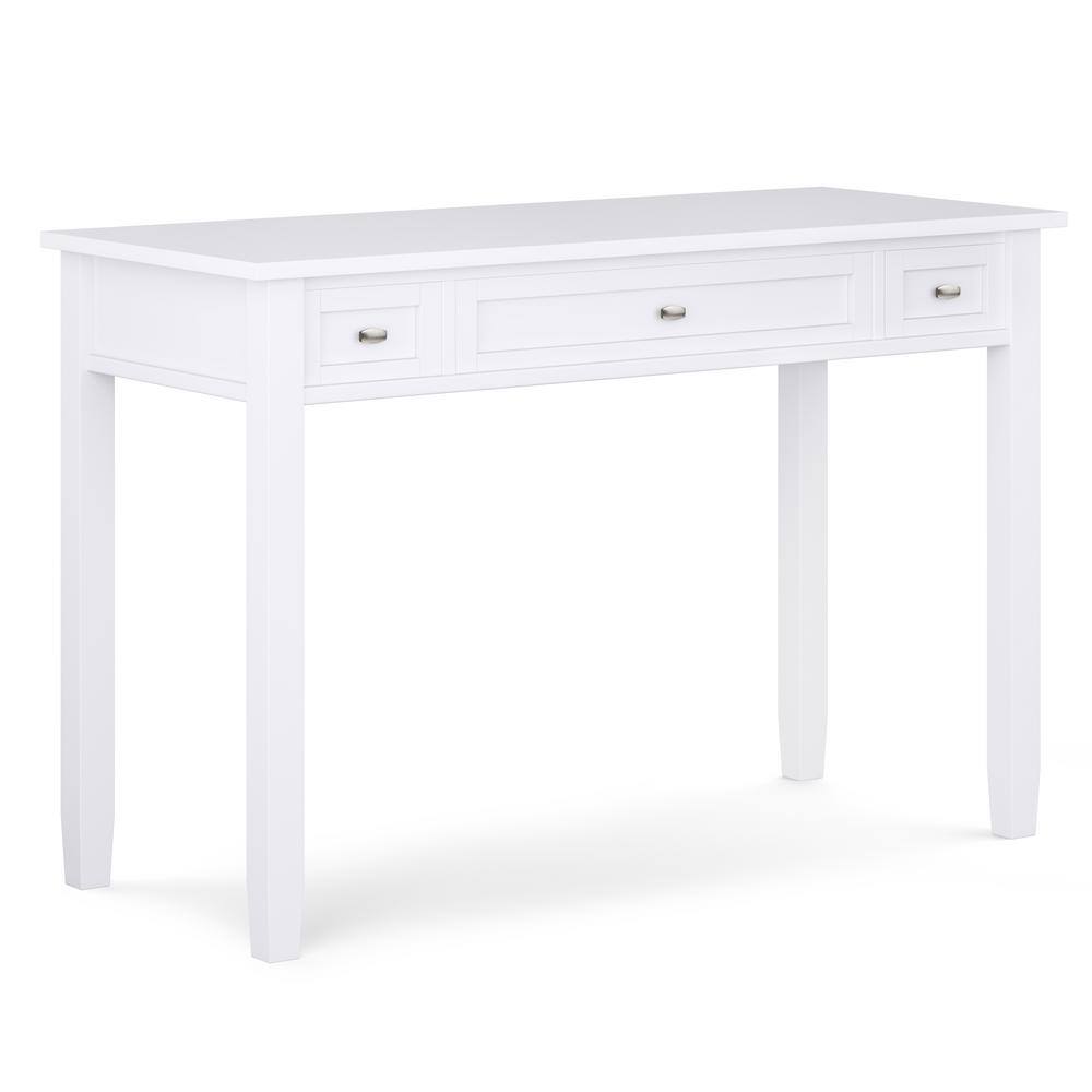 Simpli Home Warm Shaker Solid Wood Transitional 48 in. Wide Writing Office Desk in White AXWSH010-W