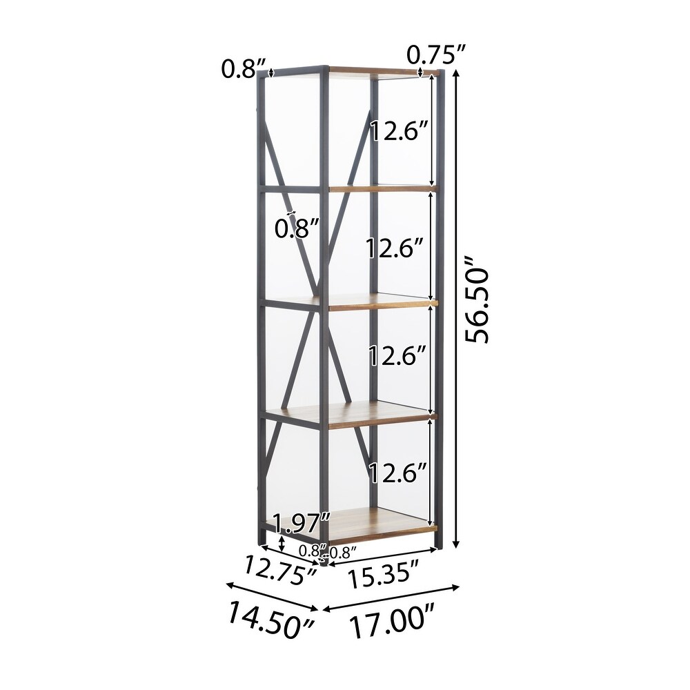 Roney Modern Industrial Acacia Wood/ Iron 4 tier Slim Bookcase by Christopher Knight Home   14.50\