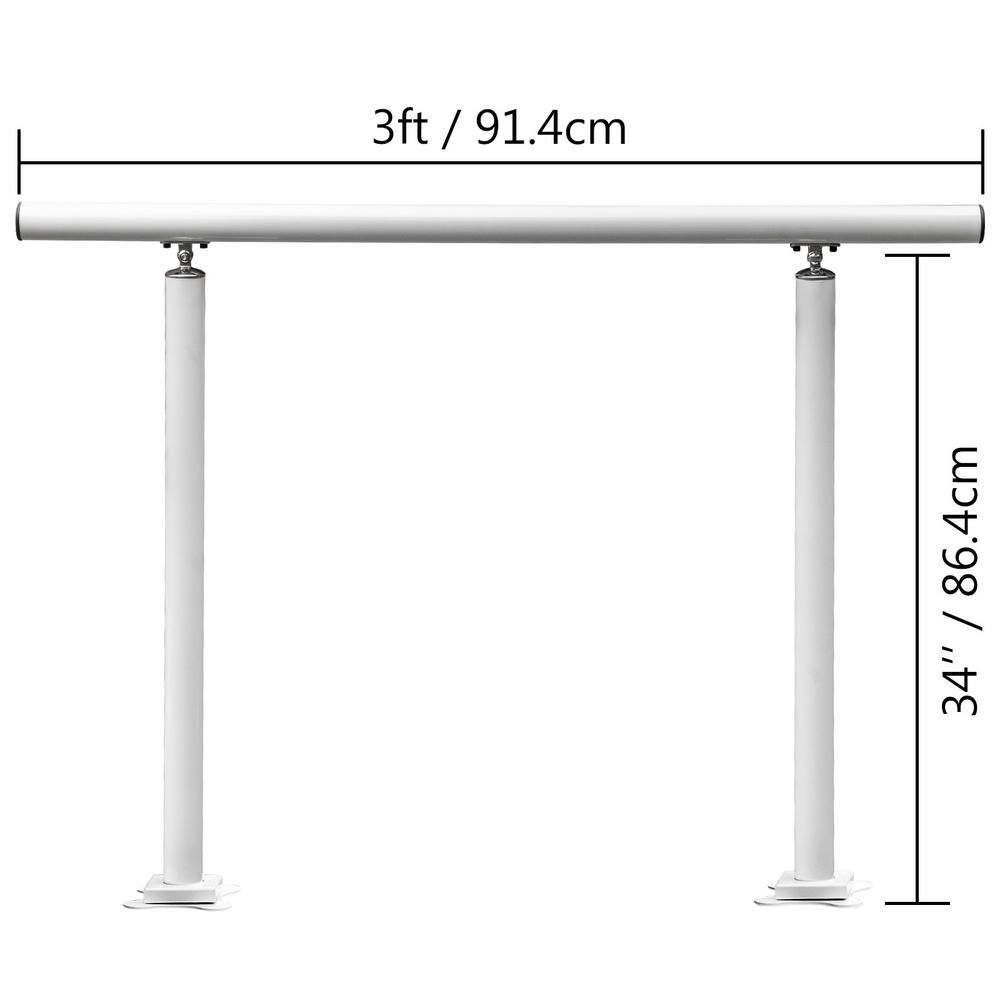 VEVOR 3 ft. Aluminum Handrail Fits 2 Steps or 3 Steps Flexible Handrails for Outdoor Deck White LZLTFS3YCYGBSDLZ1V0