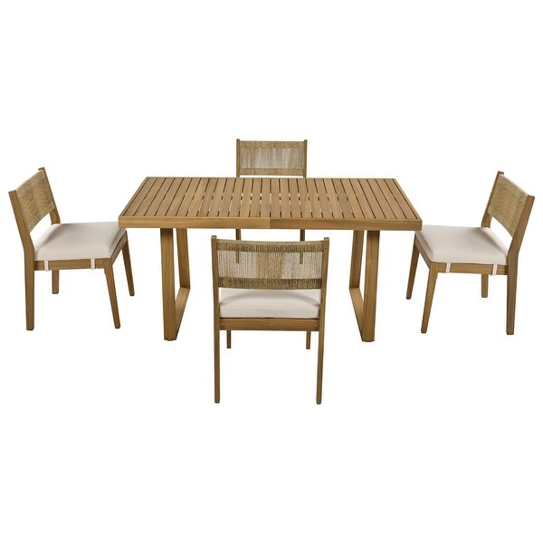 MERAX Multiperson Outdoor Acacia Wood Dining Table and Chair Set