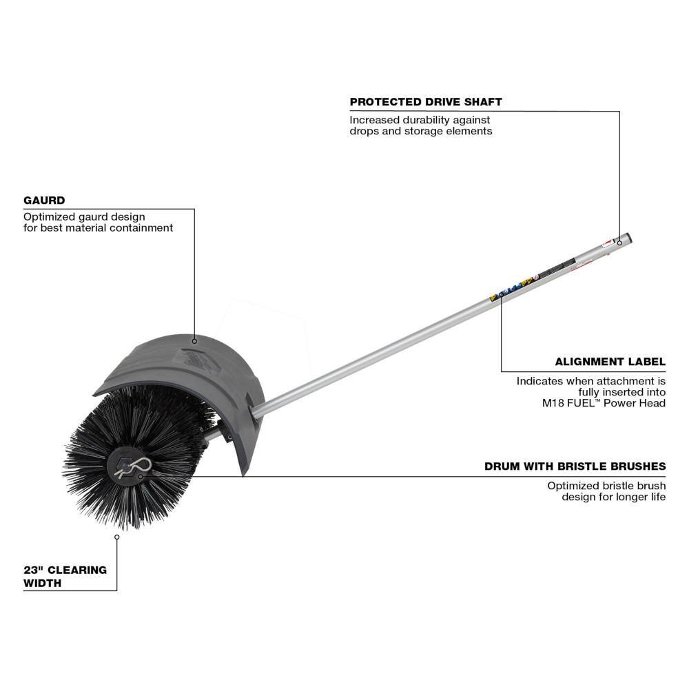 MW M18 FUEL 18V Lithium-Ion Brushless Cordless QUIK-LOK String Grass Trimmer wBristle Brush  Hegde Trimmer Attachments 2825-20ST-49-16-2741-49-16-2719