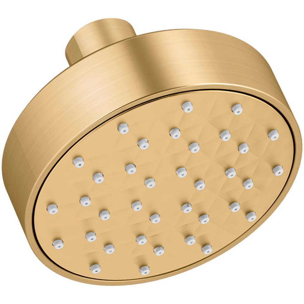 KOHLER Awaken 1-Spray Patterns with 1.5 GPM 3.75 in. Wall Mount Fixed Shower Head in Vibrant Brushed Moderne Brass 72416-2MB