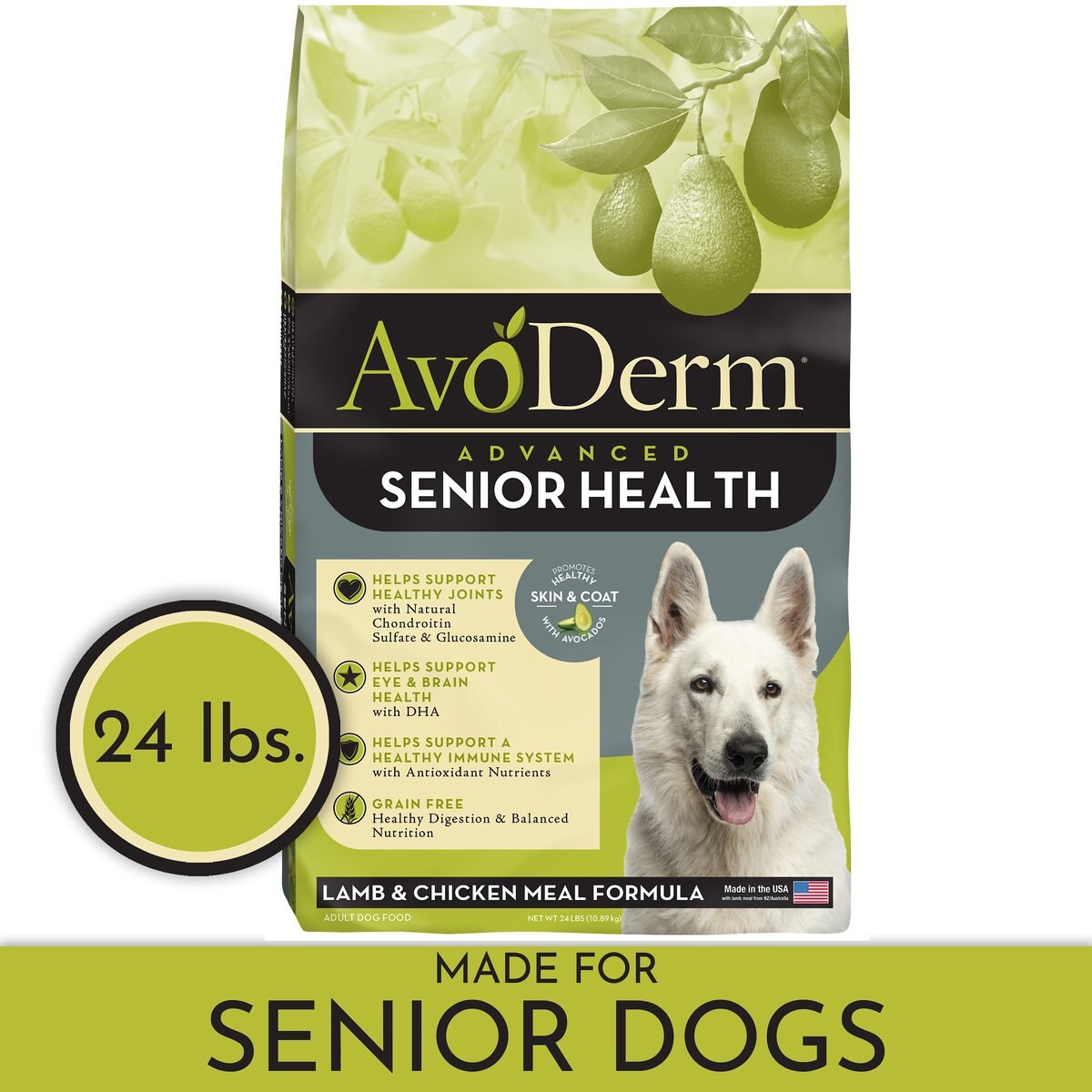 AvoDerm Advanced Senior Health Lamb and Chicken Meal Formula Dry Dog Food