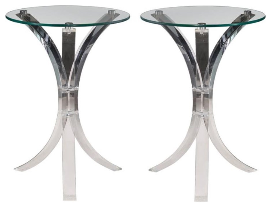 Home Square Round Glass Top End Table in Clear Finish   Set of 2   Contemporary   Side Tables And End Tables   by Homesquare  Houzz