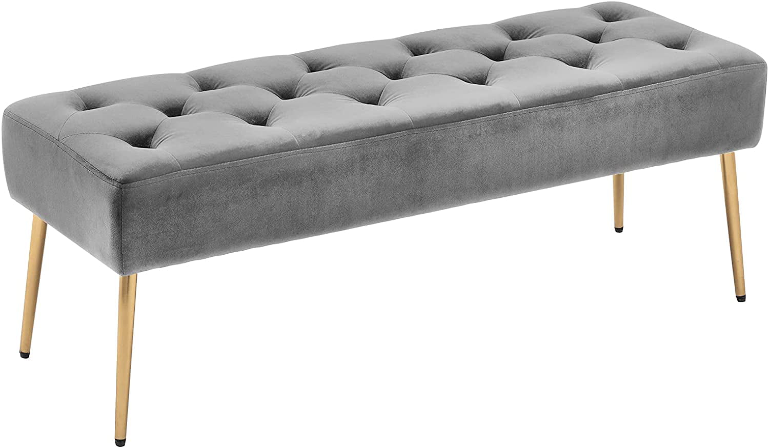 Duhome Velvet Ottoman Bench, Bedroom Bench for Bed End Upholstered Bench Tufted Accent Bench for Living Room Entry, Gray