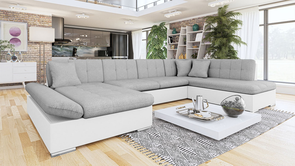 CARMINE Sectional Sleeper Sofa   White/Grey   Contemporary   Sleeper Sofas   by Table World  Houzz