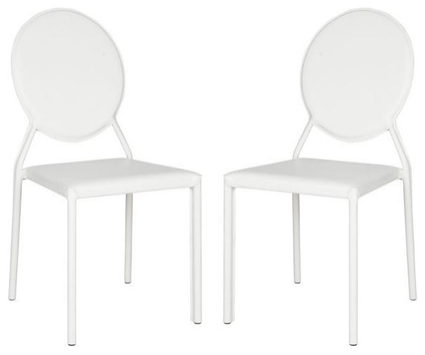 Racey 37  x27 x27h Round Back Leather Side Chair White   Contemporary   Dining Chairs   by Virgil Stanis Design  Houzz