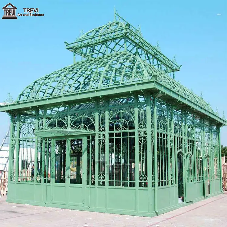 Luxury Garden Decoration Forged Large Outdoor Green House Wrought Iron Gazebo For Sale