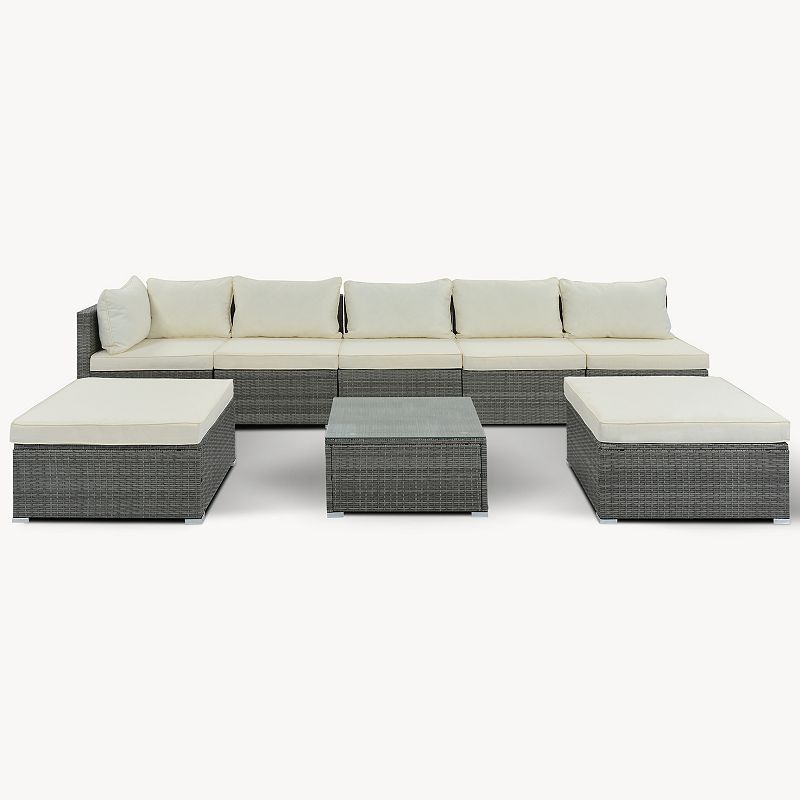 Merax 8-Pieces Outdoor Patio Furniture Sets， Garden Conversation Wicker Sofa Set